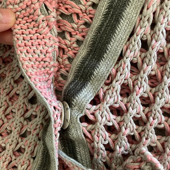 Fabiana Filippi Pink coral beige cable knit cardigan S M - Picture 2 of 11